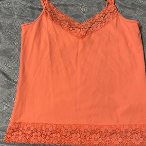 Cleo Lace trim tank - coral pink